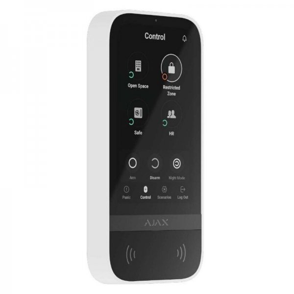 Trådlös knappsats med pekskärm för att styra ett Ajax-system KeyPad TouchScreen kombinerar säkerhet och smart hemenhetshantering